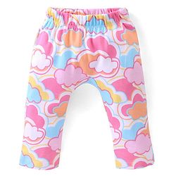 Babyhug Cotton Knit Full Length Diaper Pants Stars Printed Pack of 3 - Pink & Yellow