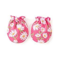 Babyhug Interlock 100% Cotton Knit Mittens & Booties Floral Print - Pink