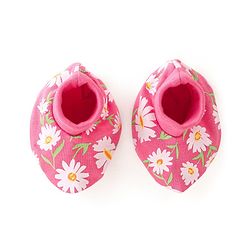 Babyhug Interlock 100% Cotton Knit Mittens & Booties Floral Print - Pink