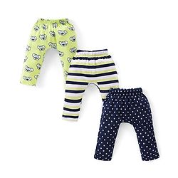 Babyhug Interlock Knit Full Length Diaper Pants Koala & Stars Print Pack of 3 - Multicolour