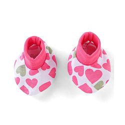 Babyhug Interlock 100% Cotton Knit Mittens & Booties Heart Print - Pink