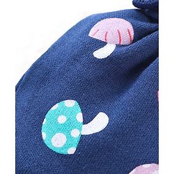 Babyhug 100% Cotton Knit Mushroom Printed Mittens & Booties Set - Navy Blue