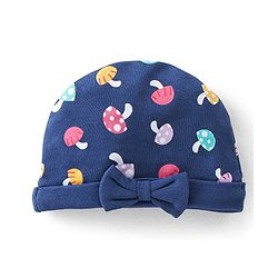 Babyhug 100% Cotton Cap with Mushroom Printed - Navy Blue