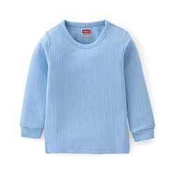 Babyhug Cotton Blend Full Sleeves Front Open and Pullover Solid Color Thermal Wear Pack Of 2 - Blue
