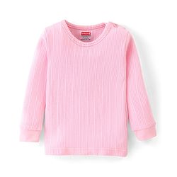 Babyhug Cotton Blend Full Sleeves Front Open and Pullover Solid Color Thermal Wear Pack of 2 - Pink
