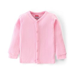 Babyhug Cotton Blend Full Sleeves Front Open and Pullover Solid Color Thermal Wear Pack of 2 - Pink