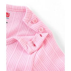 Babyhug Cotton Blend Full Sleeves Front Open and Pullover Solid Color Thermal Wear Pack of 2 - Pink