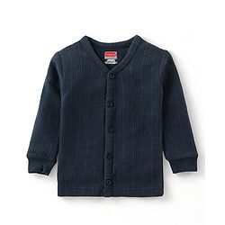 Babyhug Full Sleeves Solid Colour Thermal Vest & Pullover Set Pack Of 2 - Navy Blue