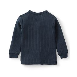 Babyhug Full Sleeves Solid Colour Thermal Vest & Pullover Set Pack Of 2 - Navy Blue