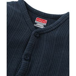 Babyhug Full Sleeves Solid Colour Thermal Vest & Pullover Set Pack Of 2 - Navy Blue