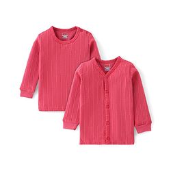 Babyhug Full Sleeves Solid Thermal Vests Pack of 2 - Coral
