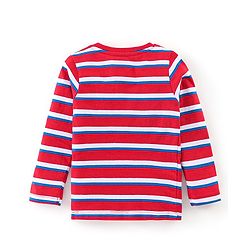 Babyhug 100% Cotton Knit to Knit Full Sleeves Stripes  T-Shirt and  Trouser-Maroon & Brown