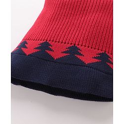 Babyhug Monkey Cap Reindeer Print - Red