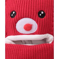 Babyhug Monkey Cap Reindeer Print - Red