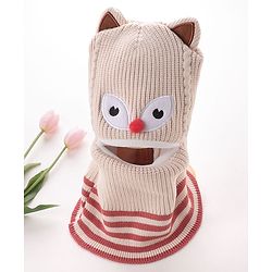Babyhug Monkey Cap Kitty Print - Beige