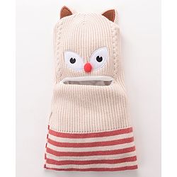 Babyhug Monkey Cap Kitty Print - Beige