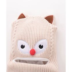 Babyhug Monkey Cap Kitty Print - Beige