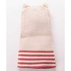 Babyhug Monkey Cap Kitty Print - Beige