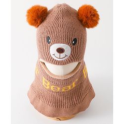 Babyhug Monkey Cap Bear Print - Brown