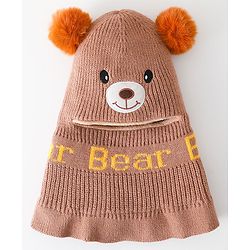 Babyhug Monkey Cap Bear Print - Brown