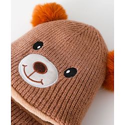 Babyhug Monkey Cap Bear Print - Brown