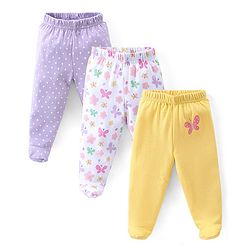 Babyhug Cotton Knit Full Length Bootie Leggings With Polka Dot Prints Pack of 3 -Multicolour