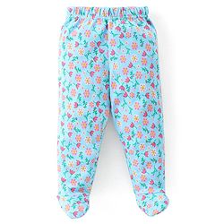 Babyhug Cotton Full Length Bootie Leggings Polka Dots & Floral Printed Pack of 3 - Pink & Blue