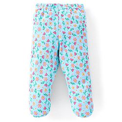 Babyhug Cotton Full Length Bootie Leggings Polka Dots & Floral Printed Pack of 3 - Pink & Blue