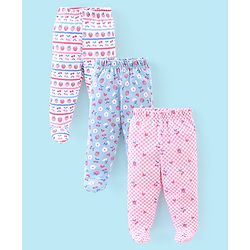 Babyhug Cotton Footed Bootie Leggings Floral Printed Pack of 3 - Multicolour