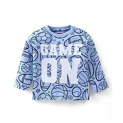 Babyhug Cotton Knit Full Sleeves Night Suit Ball Print - Blue