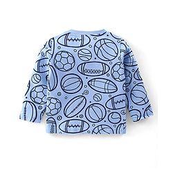 Babyhug Cotton Knit Full Sleeves Night Suit Ball Print - Blue