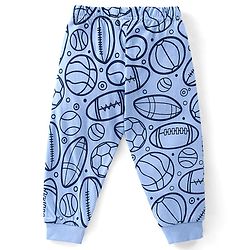 Babyhug Cotton Knit Full Sleeves Night Suit Ball Print - Blue