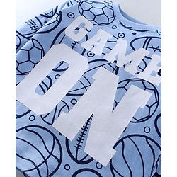 Babyhug Cotton Knit Full Sleeves Night Suit Ball Print - Blue