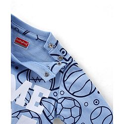 Babyhug Cotton Knit Full Sleeves Night Suit Ball Print - Blue
