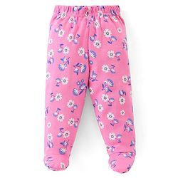 Babyhug Cotton Knit Full Length Bootie Leggings Floral Print Pack of 3 - Yellow Pink & Blue
