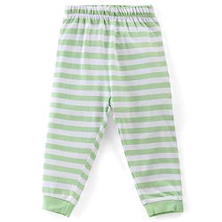 Babyhug Cotton Knit Full Sleeves Night Suit Stripes & Giraffe Print - Green