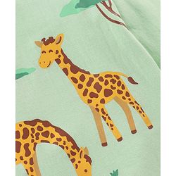 Babyhug Cotton Knit Full Sleeves Night Suit Stripes & Giraffe Print - Green