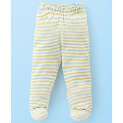 Babyhug Cotton Footed Bootie Leggings Striped & Tortoise Printed Pack of 3 - Yellow & Blue