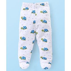 Babyhug Cotton Footed Bootie Leggings Striped & Tortoise Printed Pack of 3 - Yellow & Blue