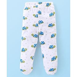 Babyhug Cotton Footed Bootie Leggings Striped & Tortoise Printed Pack of 3 - Yellow & Blue