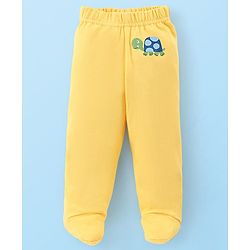 Babyhug Cotton Footed Bootie Leggings Striped & Tortoise Printed Pack of 3 - Yellow & Blue