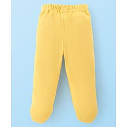 Babyhug Cotton Footed Bootie Leggings Striped & Tortoise Printed Pack of 3 - Yellow & Blue