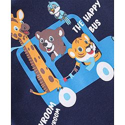 Babyhug Cotton Knit Full Sleeves Night Suit With Animals Print - Navy Blue