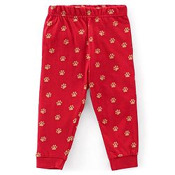 Babyhug Cotton Knit Full Sleeves Bear Print Night Suit - Red