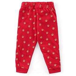 Babyhug Cotton Knit Full Sleeves Bear Print Night Suit - Red