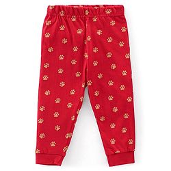 Babyhug Cotton Knit Full Sleeves Bear Print Night Suit - Red