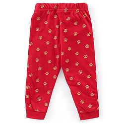 Babyhug Cotton Knit Full Sleeves Bear Print Night Suit - Red