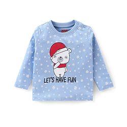 Babyhug Cotton Knit Single Jersey Full Sleeves Night Suit With Polar Bear & Snowflake Print - Blue