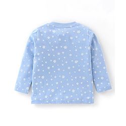 Babyhug Cotton Knit Single Jersey Full Sleeves Night Suit With Polar Bear & Snowflake Print - Blue