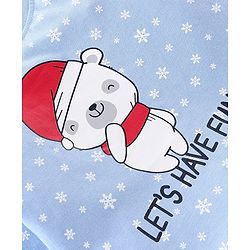 Babyhug Cotton Knit Single Jersey Full Sleeves Night Suit With Polar Bear & Snowflake Print - Blue